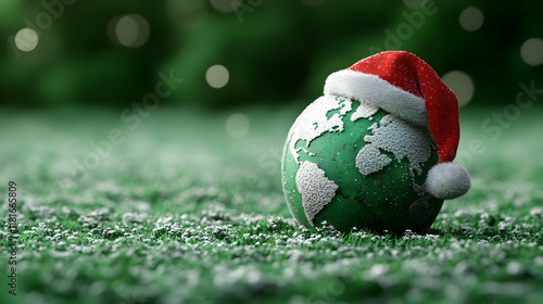 Green Earth Wears Santa Hat...