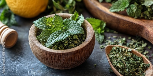 Dry leaves of lemon balm herbs are perfect for making soothing lemon balm tea, known for its calming properties and delightful flavor. Enjoy the benefits of lemon balm tea with these dried herbs.
