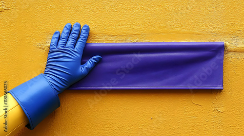 Blue Glove Touches Purple F...