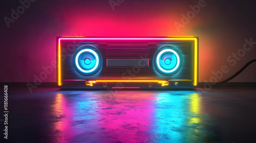 Neon Retro Cassette Player ...