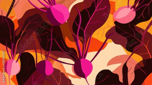 Vibrant Abstract Beetroot Illustration: A Bold Botanical Design