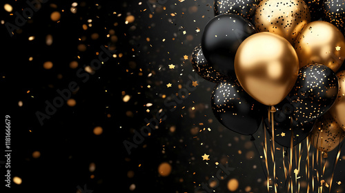 Black and Gold Balloons Flo...