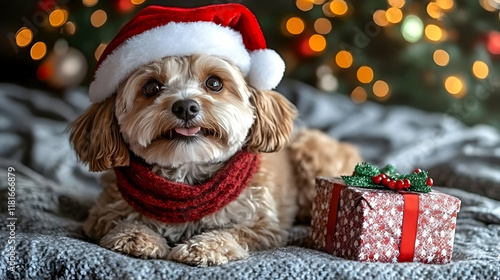 Cute Dog Celebrates Christm...
