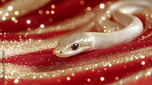 White Snake Slithers on Red...