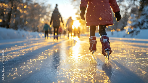 Ice Skating Fun at Sunset G...
