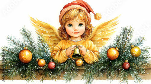 Christmas Angel Holds Bell ...