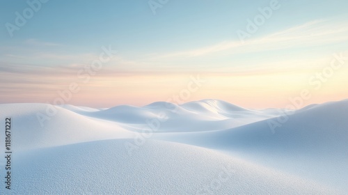 Fototapeta Naklejka Na Ścianę i Meble -  Serene White Sand Dunes Landscape at Sunrise with Soft Pink Sky