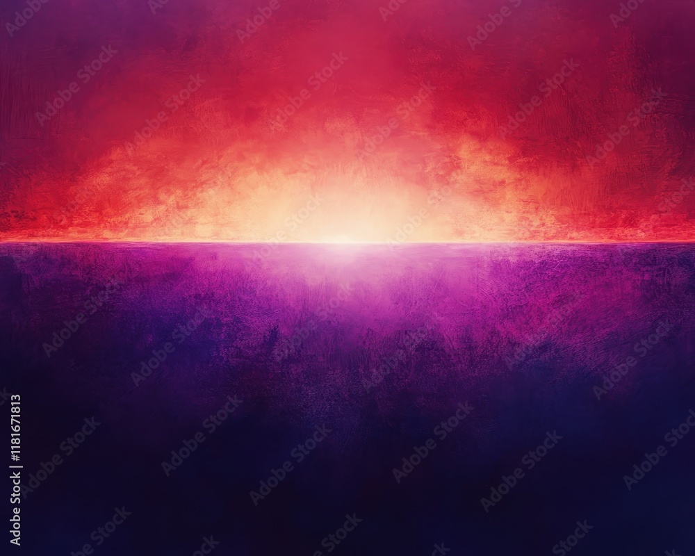 Fototapeta premium Abstract Horizon Luminous Sunset with Deep Purple Underglow and Textured Canvas Effect.