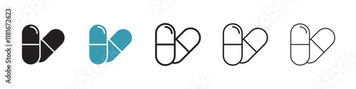 Capsule icons in solid black and white colors