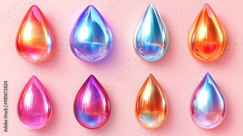 Colorful Liquid Drops Shimm...