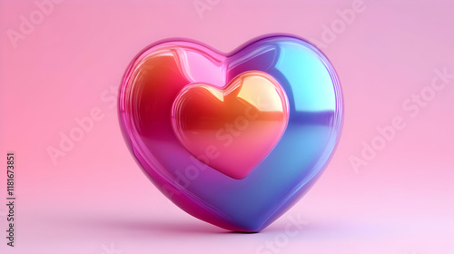 Glossy Heart Beats on Pink:...