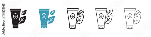 Face wash set. vector illustrations in black and blue colors