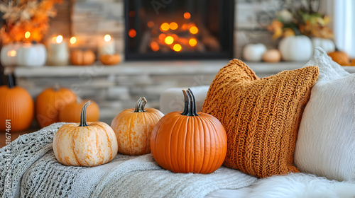 Pumpkins Decorate Cozy Autu...