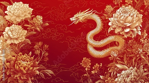 Wallpaper Mural Golden Snake Slithering Amidst Vibrant Flowers and Lush Plants Torontodigital.ca