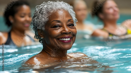 Woman Enjoys Water Aerobics...