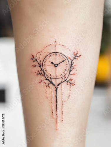 Surreal Melting Clock Tattoo: Salvador DalÃ­-Inspired Skin Art photo