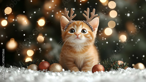 Cute Kitten Celebrates Wint...