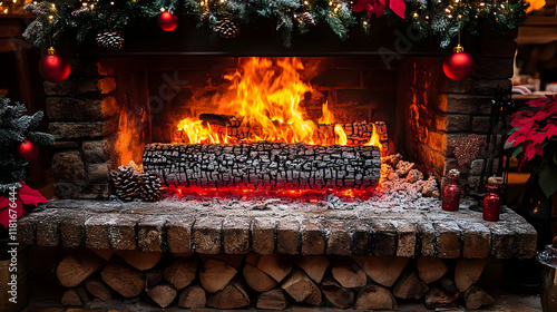 Fireplace Burns Brightly wi...