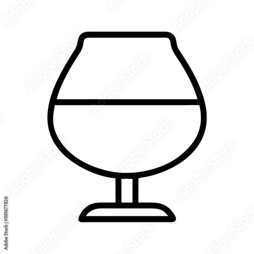 brandy snifter icon, drinks line art, drinks vector - simple black line art icon of brandy snifter perfect for logos, and drinks-themed designs.