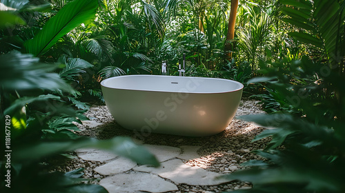 Bathtub in Tropical Garden ...