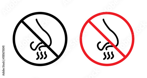 No smell sign set. vector illustrations in black and red colors