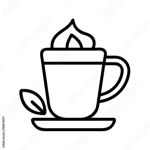 chai latte icon, drinks line art, drinks vector - simple black line art icon of chai latte perfect for logos, and drinks-themed designs.