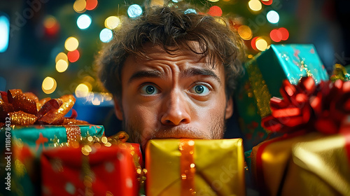 Holiday Cheer: Man Holds Gi...