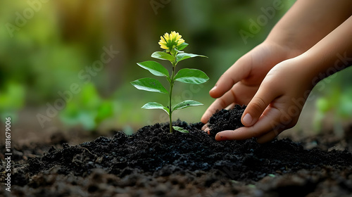 Hands Nurturing Plant Growt...