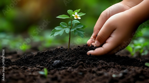 Hands Plant Seedling in Soi...
