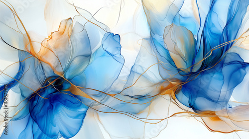 Watercolor abstract floral sky blue background