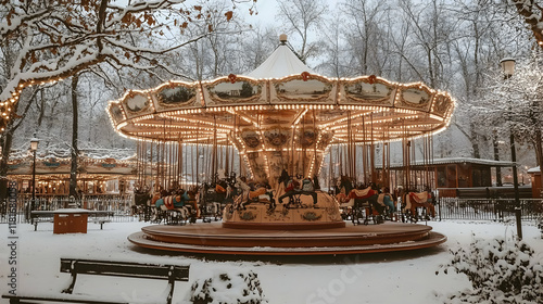 Carousel Spins Gently in Wi...