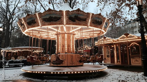 Carousel Spins Gently in Wi...