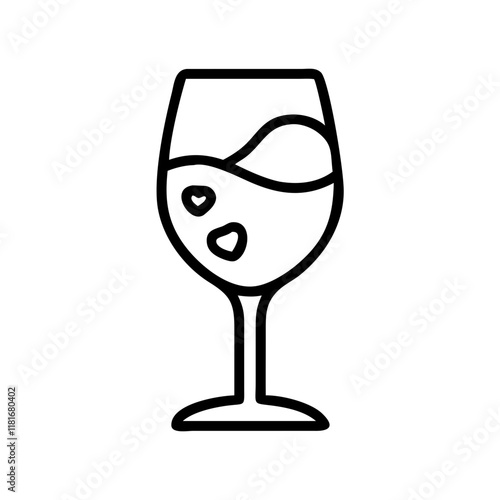 glass of ros icon, drinks line art, drinks vector - simple black line art icon of glass of ros perfect for logos, and drinks-themed designs.