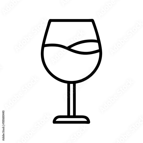 glass of ros icon, drinks line art, drinks vector - simple black line art icon of glass of ros perfect for logos, and drinks-themed designs.