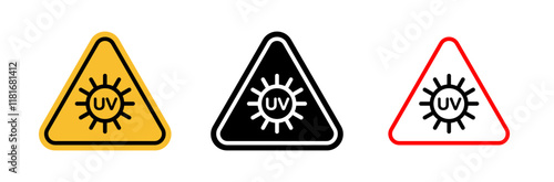 UV light do not look signs set. vector illustrations in black and yellow and red colors