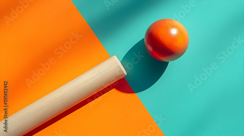 Orange Sphere and Wooden Cy...