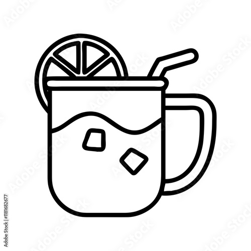 moscow mule in copper mug icon, drinks line art, drinks vector - simple black line art icon of moscow mule in copper mug perfect for logos, and drinks-themed designs.
