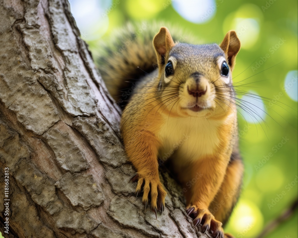 Fox Squirrel in a Tree. Close-up View of Adorable Mammal Enjoying Snack in Nature's Bounty Fox Squirrel in a Tree. Close-up View of Adorable Mammal Enjoying Snack in Nature's Bounty