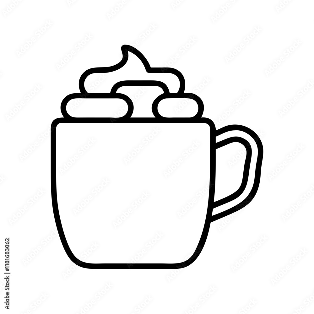 peppermint hot chocolate icon, drinks line art, drinks vector - simple black line art icon of peppermint hot chocolate perfect for logos, and drinks-themed designs.