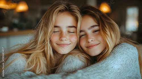 Sisters Embrace Warmly, Sha...