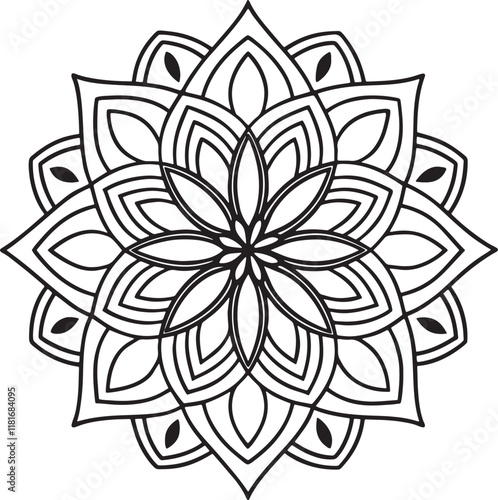 easy mandala design with clean lines for coloring book, tattoo and henna design, creative mandala art, mandala design for adults coloring book