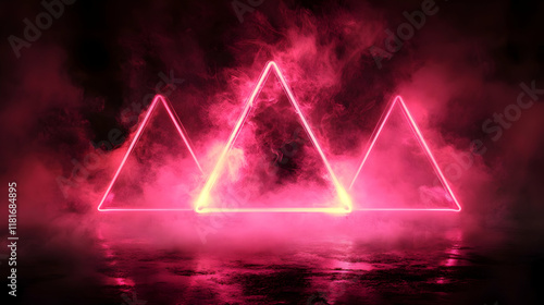 Neon Triangles Glow in Pink...