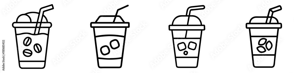iced coffee icon, drinks line art, drinks vector - simple black line art icon of iced coffee perfect for logos, and drinks-themed designs. iced coffee icon, drinks line art, drinks vector - simple black line art icon of iced coffee perfect for logos, and drinks-themed designs.