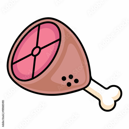 Minimalist Ham Leg Vector Illustration.