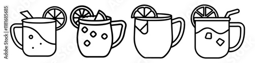 moscow mule in copper mug icon, drinks line art, drinks vector - simple black line art icon of moscow mule in copper mug perfect for logos, and drinks-themed designs.