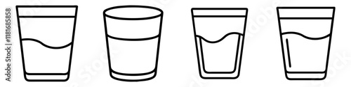 shot glass icon, drinks line art, drinks vector - simple black line art icon of shot glass perfect for logos, and drinks-themed designs.