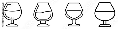 brandy snifter icon, drinks line art, drinks vector - simple black line art icon of brandy snifter perfect for logos, and drinks-themed designs.