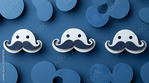 Mustache Icons Enhance Blue...
