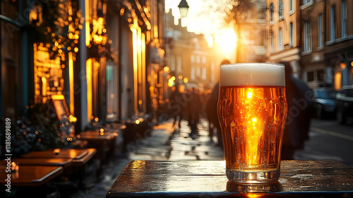 Golden Beer Glows in Sunset...