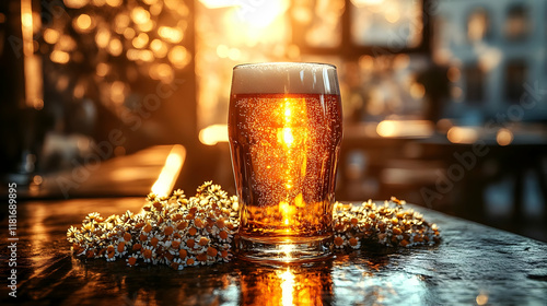 Golden Beer Sparkles in the...